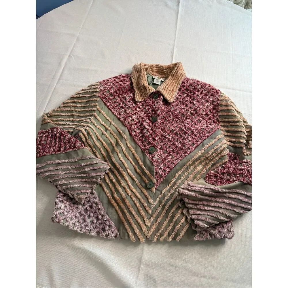 Sandy Starkman Boho Abstract Art To Wear Coat Jacket Size Medium